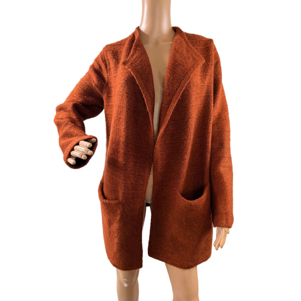 Women's Old Navy Rust Open Front Cardigan Med Neutral Quiet Luxury Parisian Work